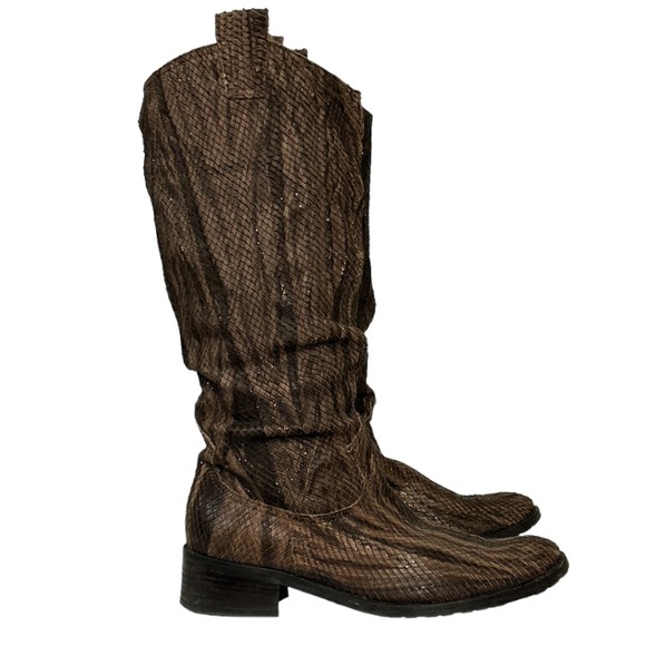 Fiorangelo Boots Italian Snakeskin Leather Brown Handcrafted W Shimmer size 6 - Picture 12 of 17